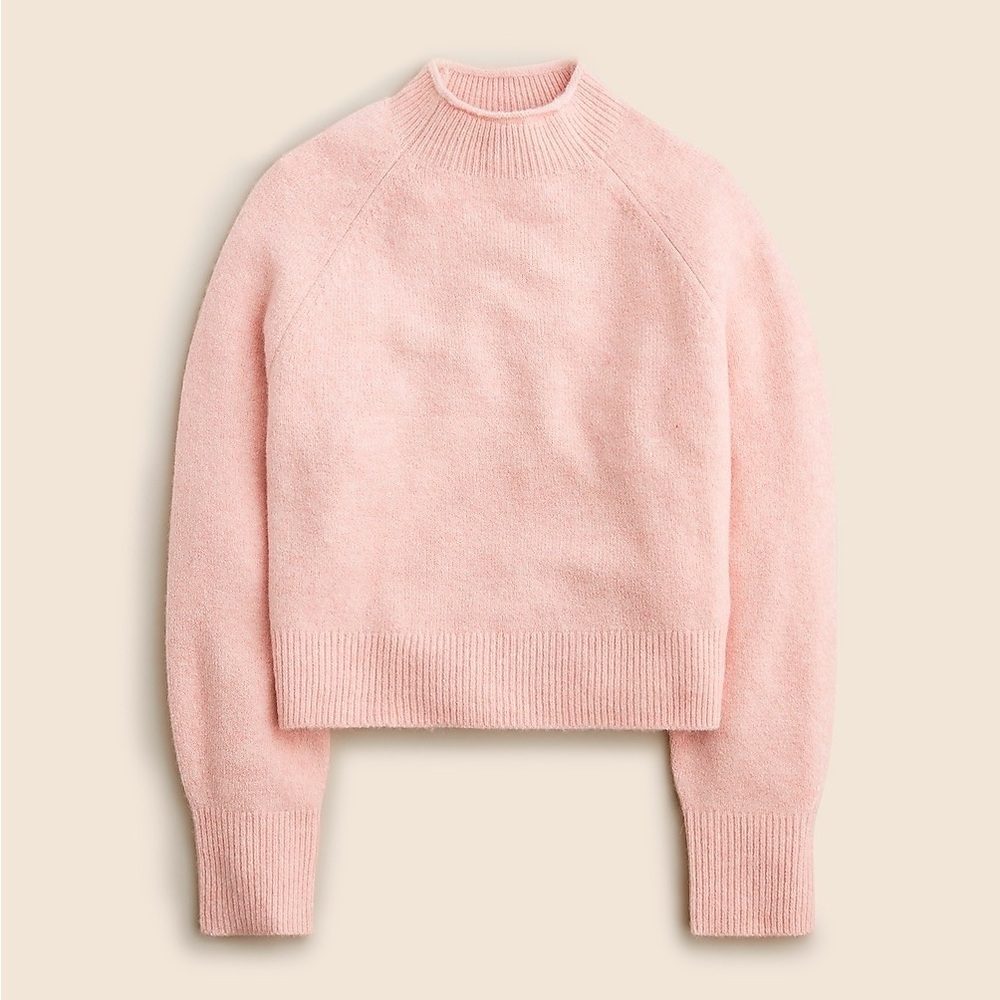 NWT J. CREW Rollneck Sweater in Supersoft Yarn HEATHER PALE PINK XS $128